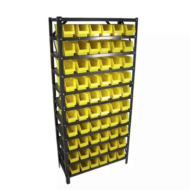 Erie Tools® 60 Bin Parts Rack Storage Shop Garage Organizer Nuts Bolts Parts