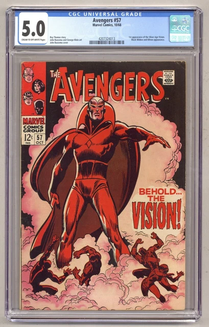 Avengers 57 (CGC 5.0) 1st app. Silver Age Vision Black Widow Ultron 1968 O800