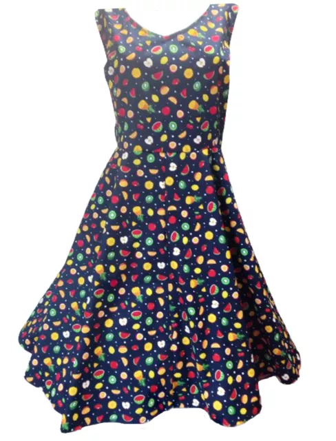 1950s Vintage Retro Rockabilly dress choice of sizes 14-26 Fruity Print