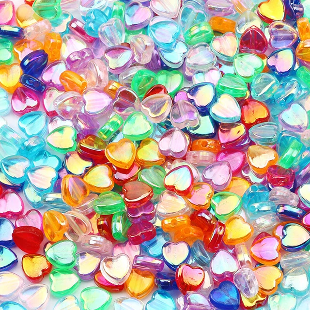 100pcs 8mm Transparent AB Charms Heart Shape Acrylic Beads Loose Spacer Be~m' 2