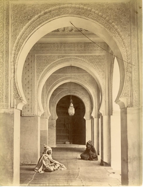 Tirage Photographique Albuminé Vintage (1890) - Mosquée Halfaouine, Tunis, Tunisie - Format 9x13 Cm