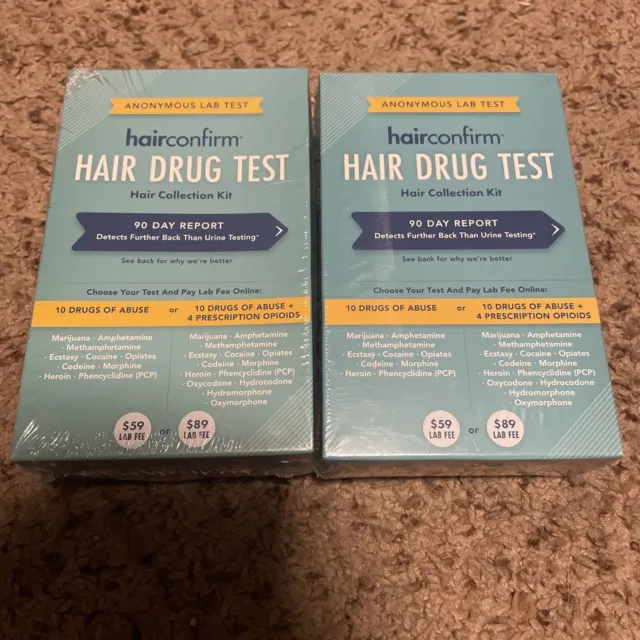 Paquete de 2 pruebas de drogas capilares HairConfirm colección detecta 20 pruebas total 90 días atrás
