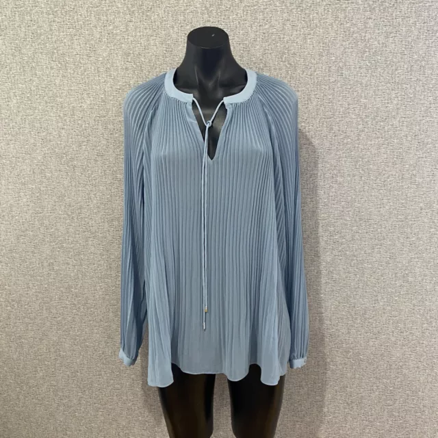 Light Blue Pleated Long Sleeve Blouse by Witchery, Size 10 or S, EUC