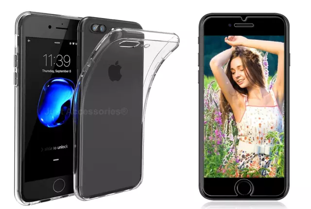 Custodie in gel trasparente e protezioni schermo in vetro per cover sottile Apple iPhone/iPod