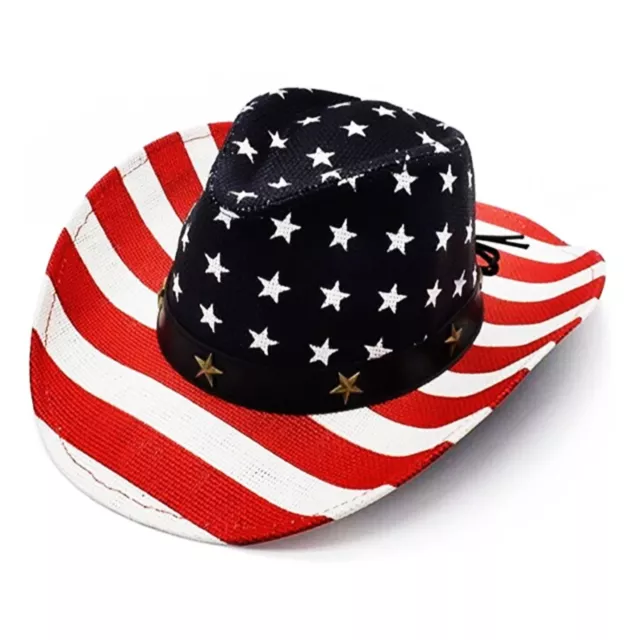 AMERICAN FLAG COWBOY Hat, Bright Red, White, Blue Western USA Shape-It ...