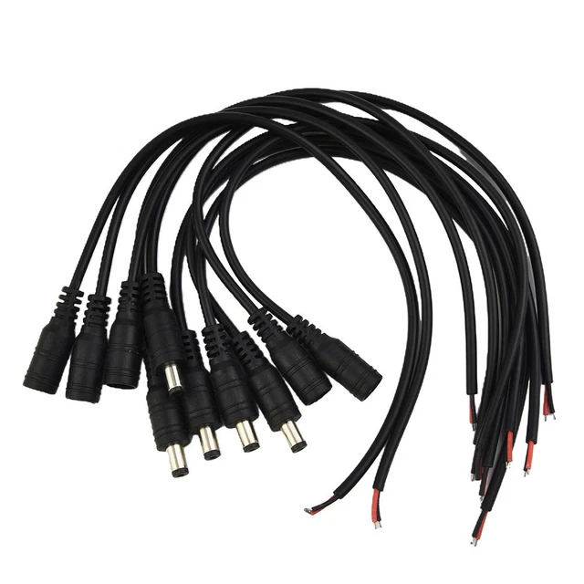 Lot De 5 Cordons D'alimentation DC 5A - Mâle/femelle 5.5x2.1mm, 30cm, 22AWG - Neuf