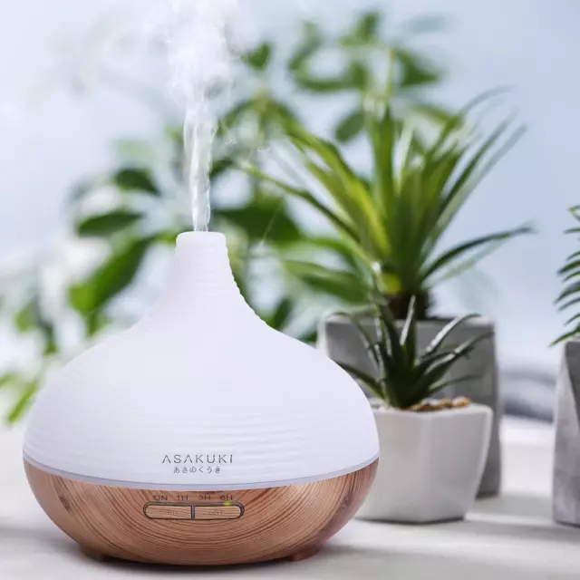 ASAKUKI 300ml Diffuser für Öle, Ultraschall, 7-Farb LED, BPA-frei, Premium