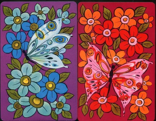 Vintage Butterfly Red And Purple  Swap Cards   Pair Brand New Condition