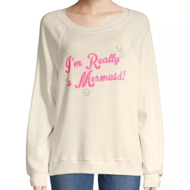 Women's Cream Wildfox I'm Really A Mermaid Sweatshirt sz M