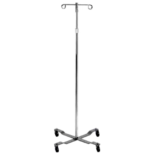 Smooth Rolling IV Pole w/OHaus Spring Scale, Chrome Plated Steel, 2-Hook, 4-Leg