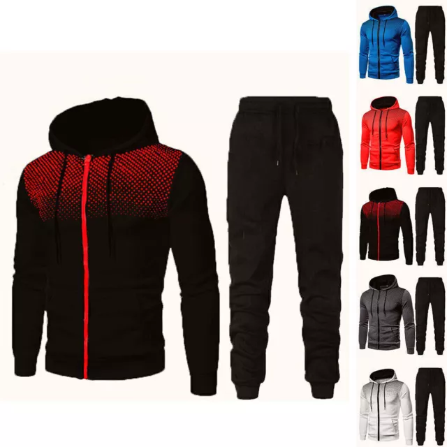 Mens Tracksuits Joggers Top Bottoms Gym Sport Wear Hoodie Jogging Workout Set