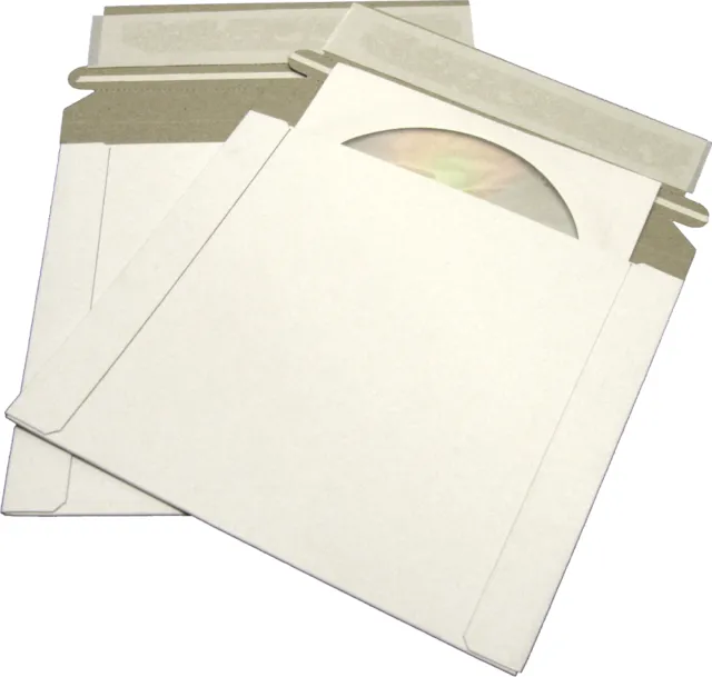 (100) Paperboard CD Mailer Self Sealing Flap DVD Media Shipping #CDBC06PB-ALT