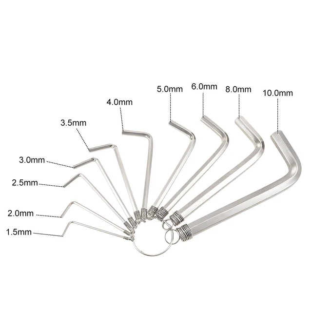 Hex Clé Set, 10 in 1 L Forme Combinaison Clé Anneau(Ton Argent) 2