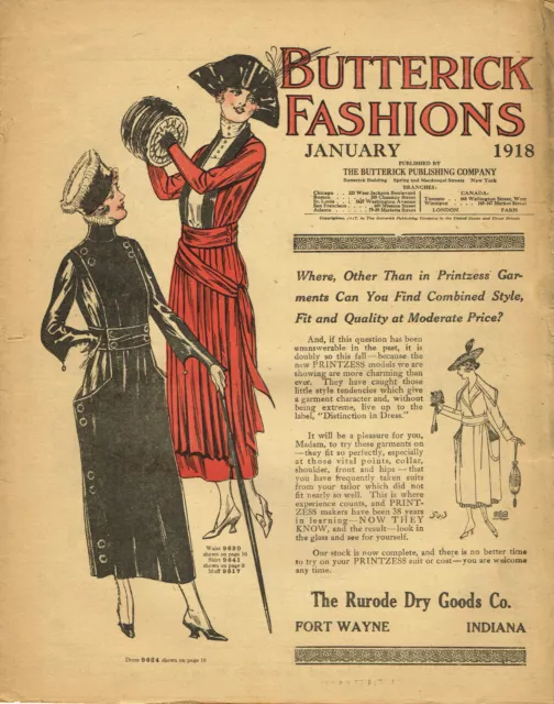 Ebook CD Butterick Fashion Flyer January 1918 Edwardian Sewing Pattern Catalog