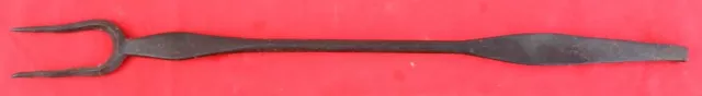 Antique 19th Hand Forged Wrought Iron Roasting Fork Fireplace Double Diamond F5