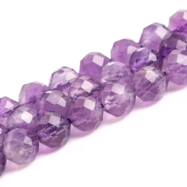 Natural African Amethyst 6 MM Round Faceted Rondelle Beads Strand Gemstone 15.5"