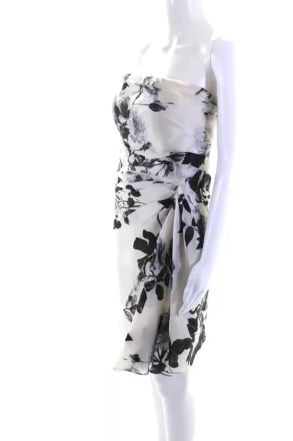 Naeem Khan Womens White Silk Floral Drape Detail Strapless Gown Dress Size 6 2