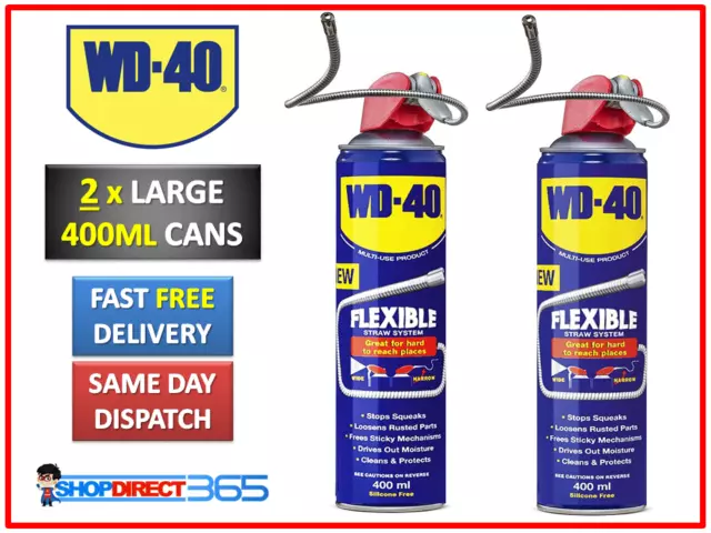 2 x WD40 Flexible Flexi Smart Straw Multi-Purpose Lubricant Spray 800ml Fast UK