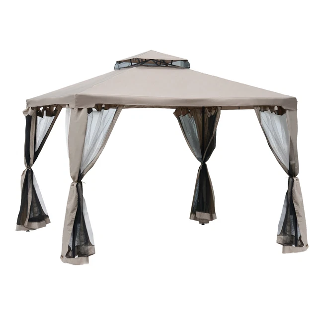 Outsunny Gartenpavillon Pavillon Gartenzelt mit 4 Seitenwänden 3 x 3 m 4