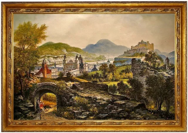 Ölbild Mönchsberg Salzburg historisch Georg Pezolt ÖLGEMÄLDE,HANDGEMALT 60x90cm