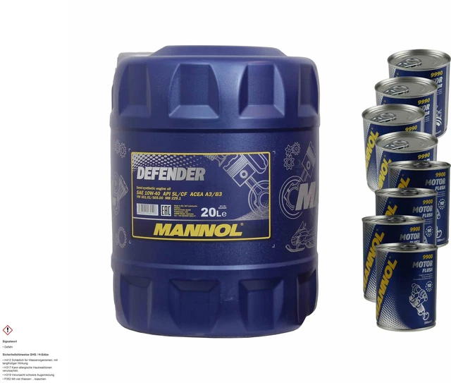 20L Olio Motore MANNOL Defender 10W-40 4xMotor Doctor + Motore