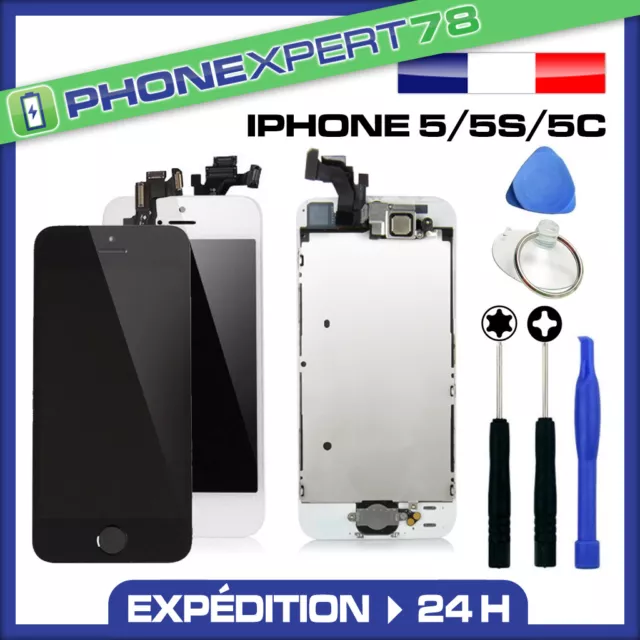 Vitre Tactile Iphone 5S / 5C Ou 5 Complet + Ecran Lcd Sur Chassis + Outils