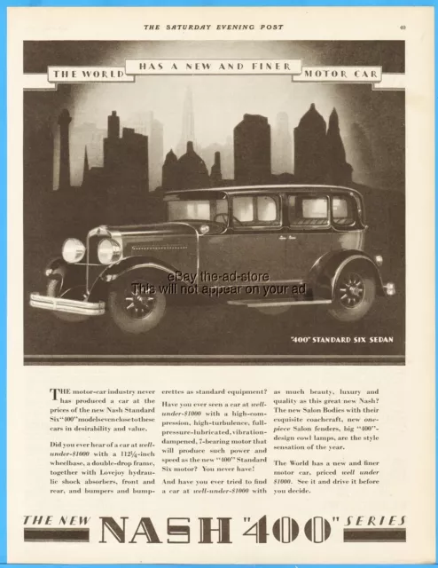 1928 Nash 400 Standard Sedan Antique Motor Car 1920s Automobile Vintage Print Ad