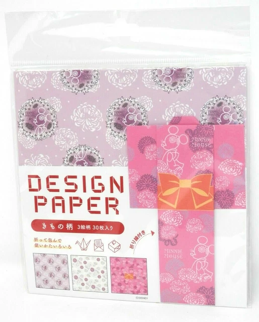 Papel de origami de la tienda Disney de Japón - Minnie Mouse 3 estilos 30 hojas 6" NUEVO