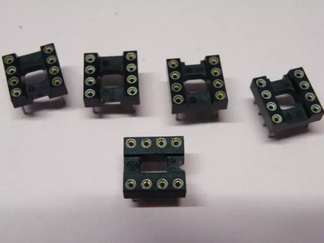 5 Pcs Turned Pin 0.3" 8P 8 Pin DIL Turned Pin IC Socket 5g GT45