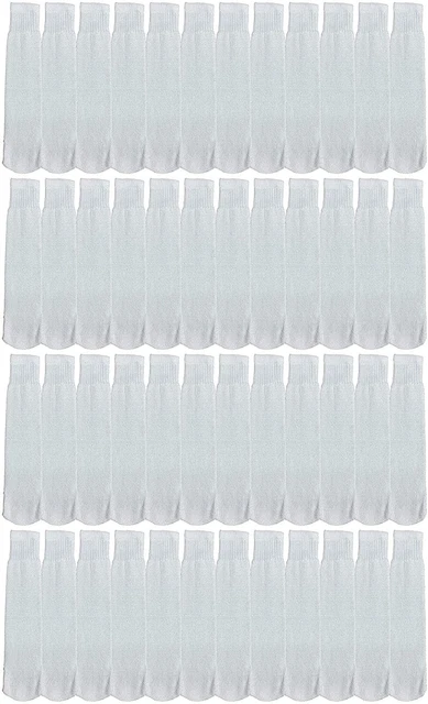 48 Pack of Yacht & Smith Kids White Solid Tube Socks Size 4-6 - Boys Crew Sock