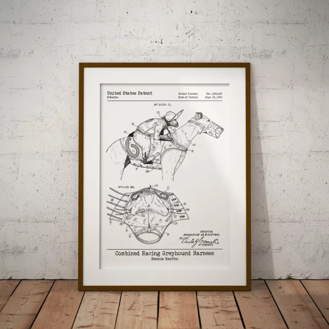 Monkey Riding A Greyhound Patent Unframed Print