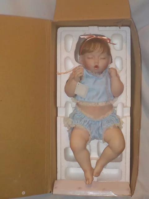 16" All Porcelain Baby Doll "Good As Gold" By Ashton Drake W/ Box