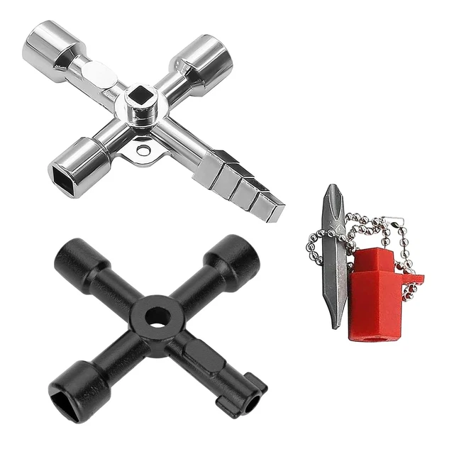 Chiave Multiuso A 4 Vie - Chiave Universale In Lega Di Zinco Per Valvole E Armadi - Foto 3