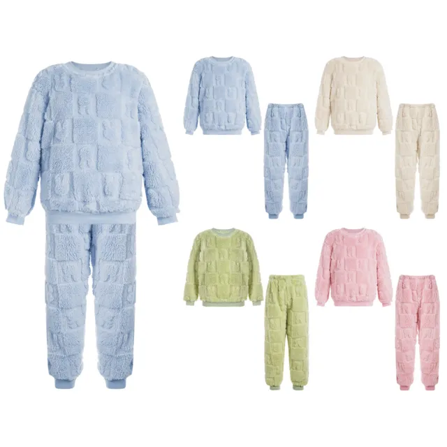 Kids Boys Girls Pajamas Set 2Pcs Loungewear Flannel Outfits Casual Sleepwear