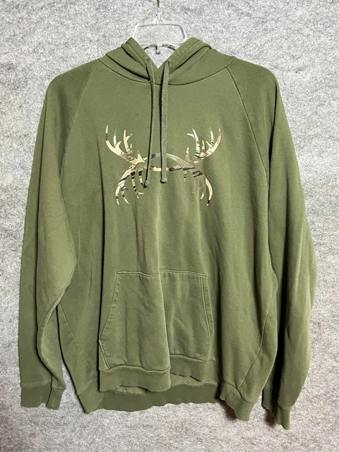 Under Armour UA Rival Sweatshirt Mens 3XL Hoodie Camo Antler Logo Pullover Green Under Armour UA Rival Sweatshirt Mens 3XL Hoodie Camo Antler Logo Pullover Green