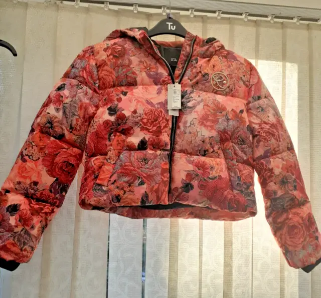 BNWT River Island floral quilted shower resistant coat - 11 - 12 yrs rrp £49