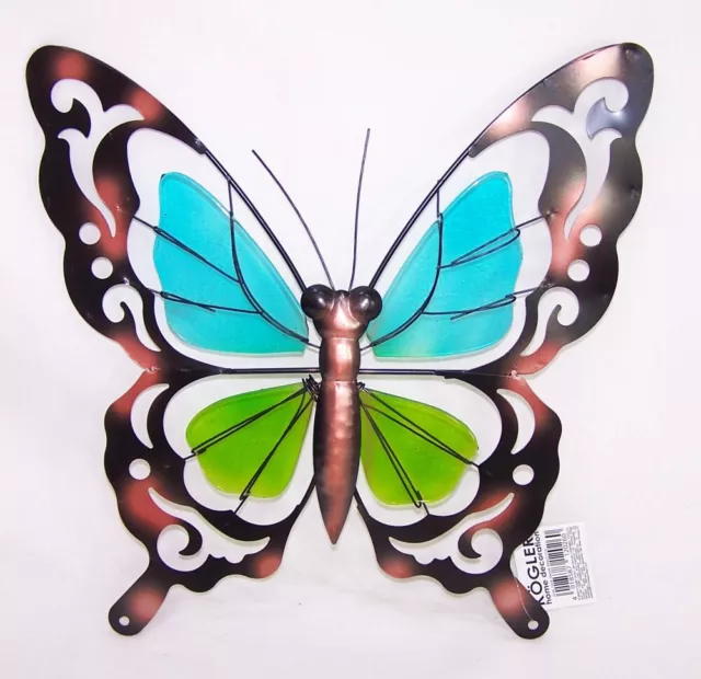 Großer Schmetterling Metall und Glas Wanddeko Gartendeko Garten Butterfly  Neu
