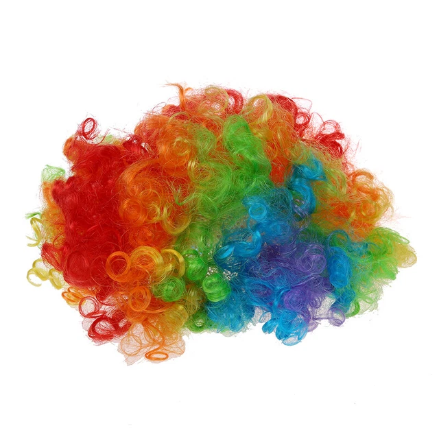 Red Foam Clown Nose + Multi-colored Clown Wig for Masquerade Cosplay fancy dreO1