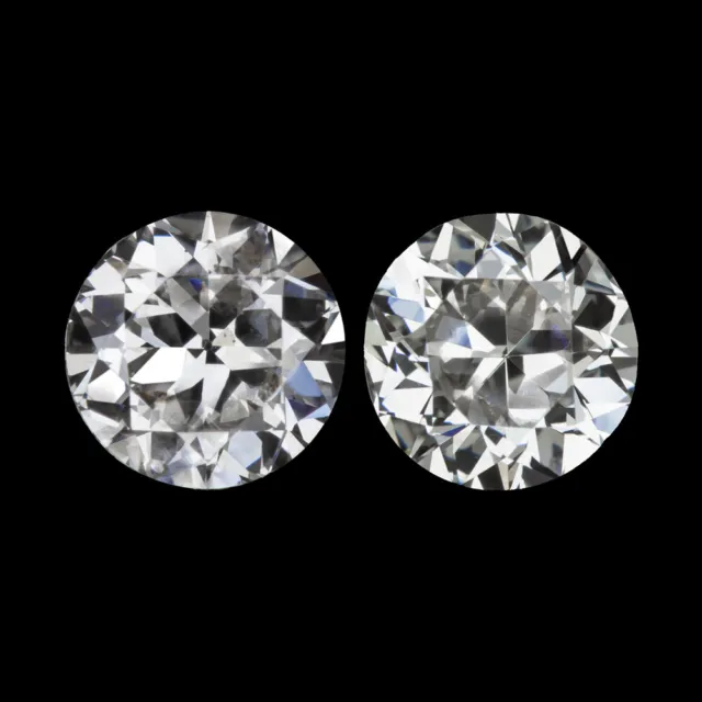 0.51c OLD TRANSITIONAL CUT DIAMOND STUD EARRINGS E-F SI1-SI2 MATCHING PAIR 1/2ct