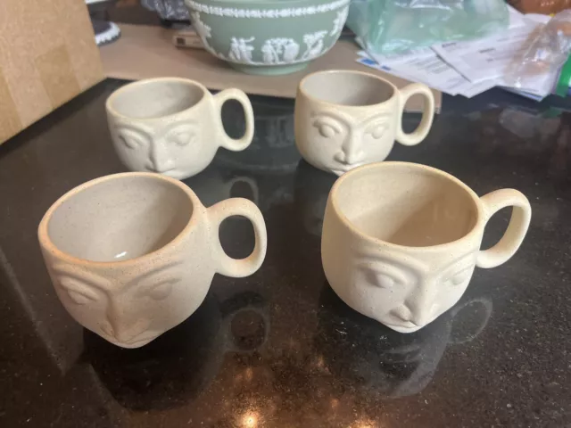 AL CENTRO Set Of 4 Face Mugs Cups  High Quality Ceramics Pottery Mexico West Elm 2