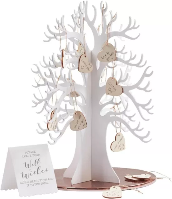 Ginger Ray Wooden Wishing Tree & Hearts Alternative Wedding Guest Book Beautiful