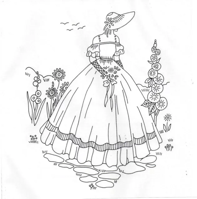 crinoline lady  sewing embroidery iron on transfers (no  757 )