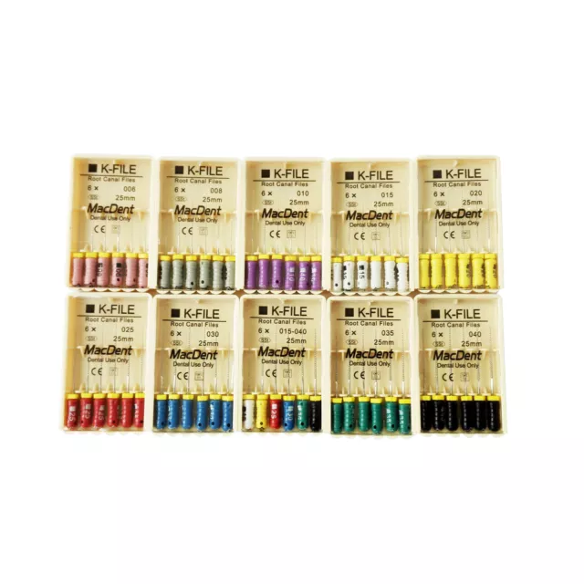 5Packs MacDent Dental Endodontic K-File Root Canal Files Hand Use SST 25mm