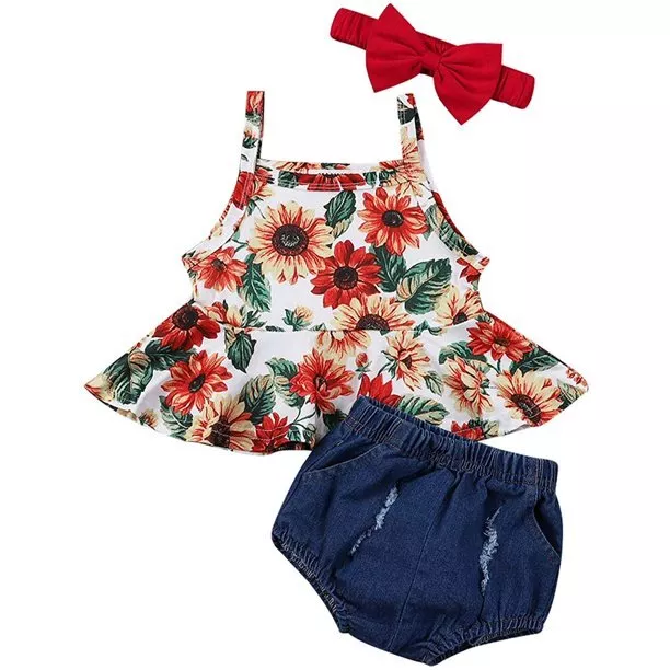 Baby Girl Outfits Sets Toddler Newborn Tank Top Denim Short Summer Cute Clothes
