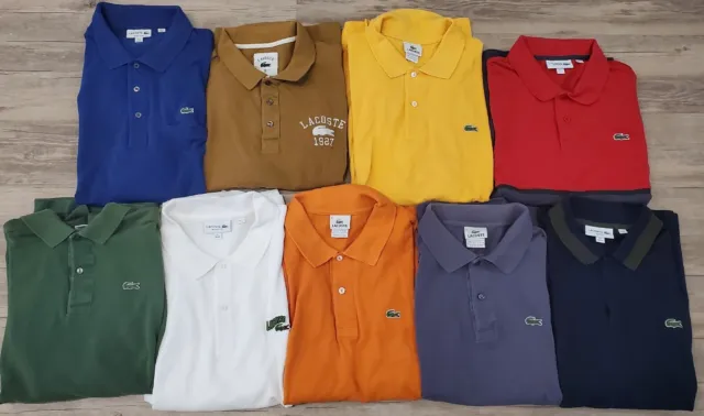 Huge Lot of 9 Lacoste Polo Shirts Striped Solid Colorblock Mens Sz 8 9 3XL XXXL
