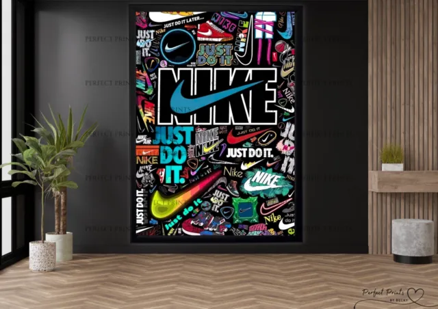 Nike Logo Poster Black Art  Print Poster Wall Art A4 A3