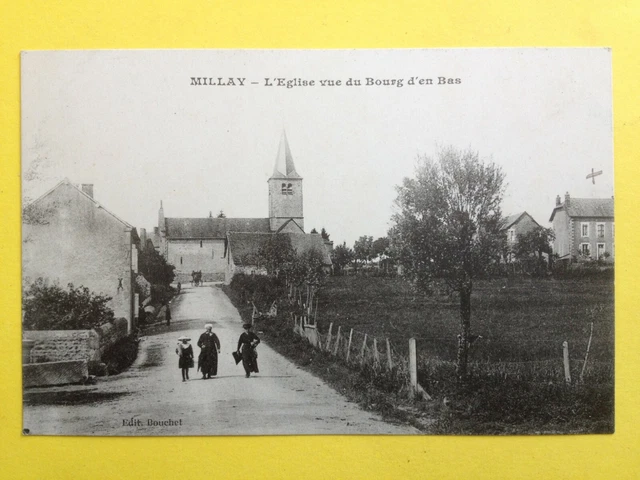 cpa Vue RARE MILLAY Nièvre L'EGLISE St MAURICE vue du BOURG d'en Bas Presbytère