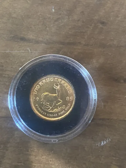 1985 South Africa Tenth Krugerrand Gold 1/10oz Coin Tenth Ounce