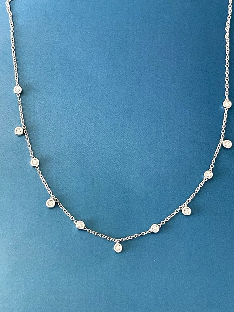 18ct White Gold solitaire Diamond Necklace 0.33ct Bubble By the Yard chocker