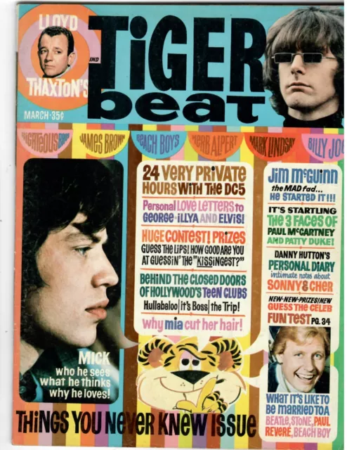 TIGER BEAT Teen Magazine Mar. 1966 (#7) Mick Jagger, Turtles, Jim McGuinn, DC5 +